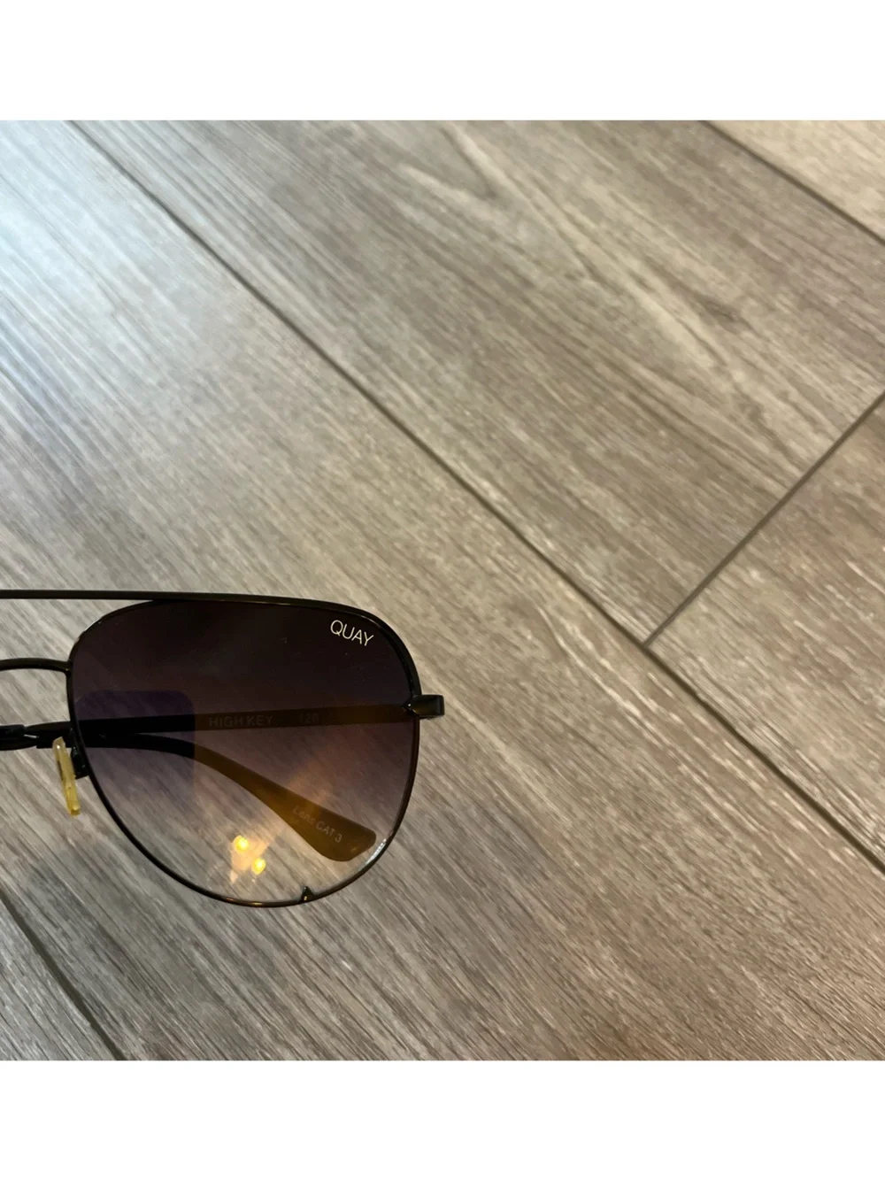 QUAY Australia High Key Mini Sunglasses in a black metal aviator frame - Women’s